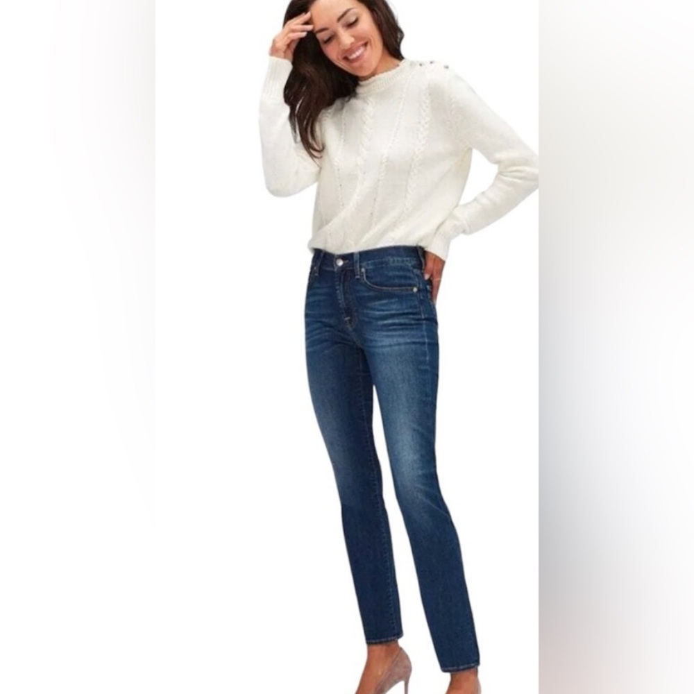 7 For All Mankind Roxanne Midrise Skinny Slim Bootleg Jean Premium Denim Size 26